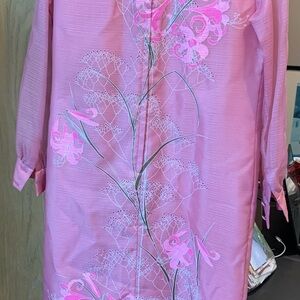 Vintage Alfred Shaheen Floral Embroidered Dress